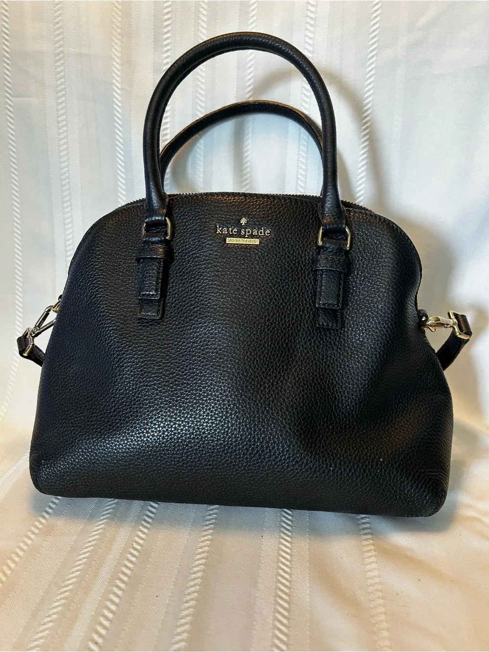 Kate Spade New York Jackson Street Lottie Satchel Purse Crossbody Black Leather
